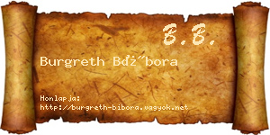 Burgreth Bíbora névjegykártya
